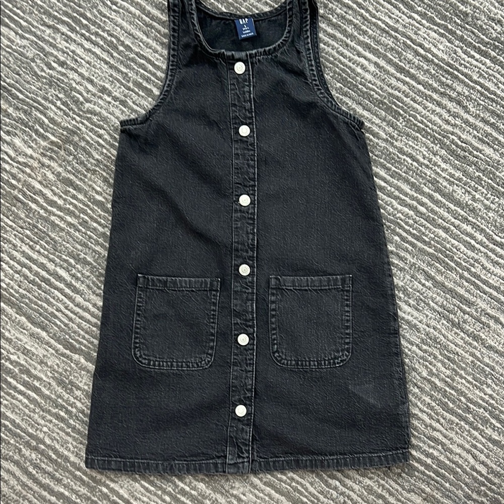 Girls Gap Black Denim Button-Down Dress size 5